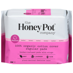 The Honey Pot Regular Herbal Menstrual Pads 20 Ct [UNFI #54446] T