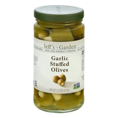 Jeffs Garden Garlic Stuffed Olives 6/7.5 OZ [UNFI #24112]