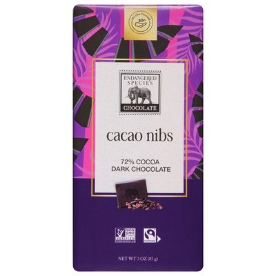 Endangered Dark Choc Bar Cacao Nibs Bat 12/3 OZ [UNFI #31650]