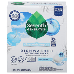 Seventh Generation Auto Dish Pacs Free & Clear 5/45 Ct [UNFI #23906] T