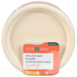 Eco Soul Round Plates 10 Inch Bagasse 8/50 Ct [UNFI #87775] T