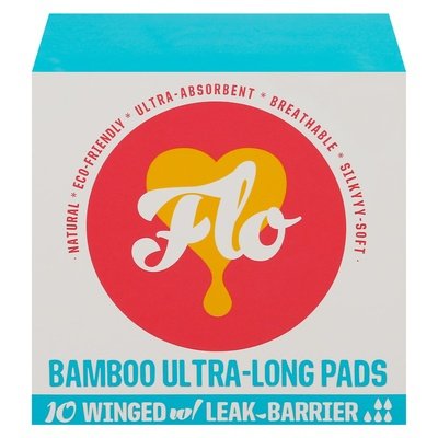 Flo Ultra-Long Bamboo Pads w/Wings 8/10 CT [UNFI #05918] T