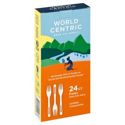 World Centric Compostable Forks 12/24 CT [UNFI #64767] T