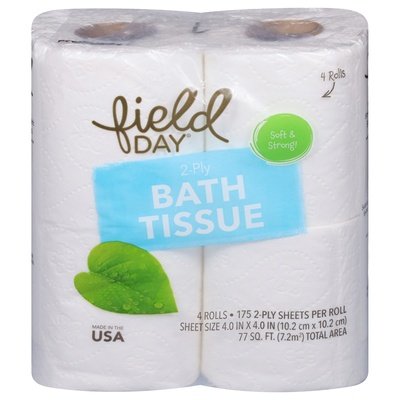 Field Day Bath Tissue 175 Sqr 2ply Roll 24/4 ROLL [UNFI #64674] T