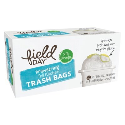 Field Day Drawstring Tall Kitchen Bags 12/20 CT [UNFI #05818] T