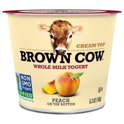 Brown Cow Crm Top Peach 12/5.3 OZ [UNFI #36709]