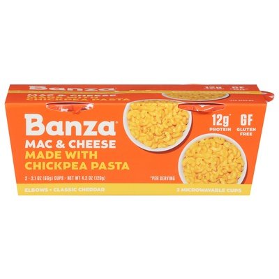 Banza Microwavable Elbows Yellow Cheddar 6/2/2.1 Oz [UNFI #00984]