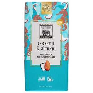 Endangered Species Chocolate Coconut Almond Milk Chocolate 12/3 Oz [UNFI #13893]