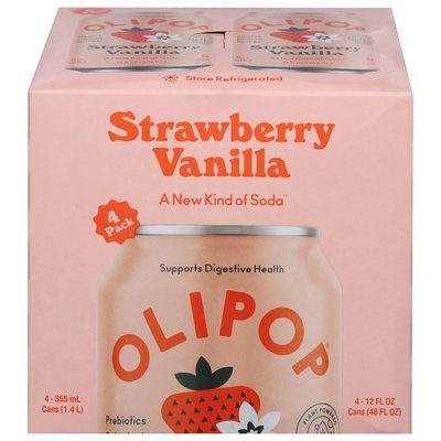 Olipop Strawberry Vanilla, 4 Pack 6/4/12 OZ [UNFI #10448]