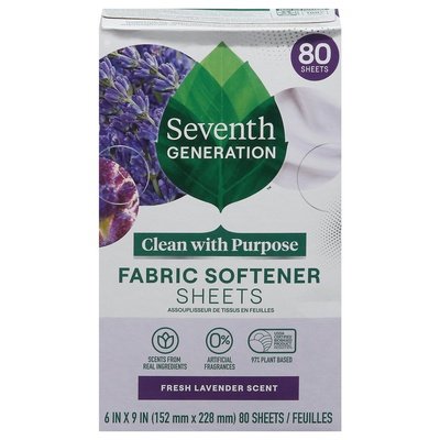 Seventh Generation Fabric Softener Sheets, Euc/Lav 4/80 Ct [UNFI #10934] T
