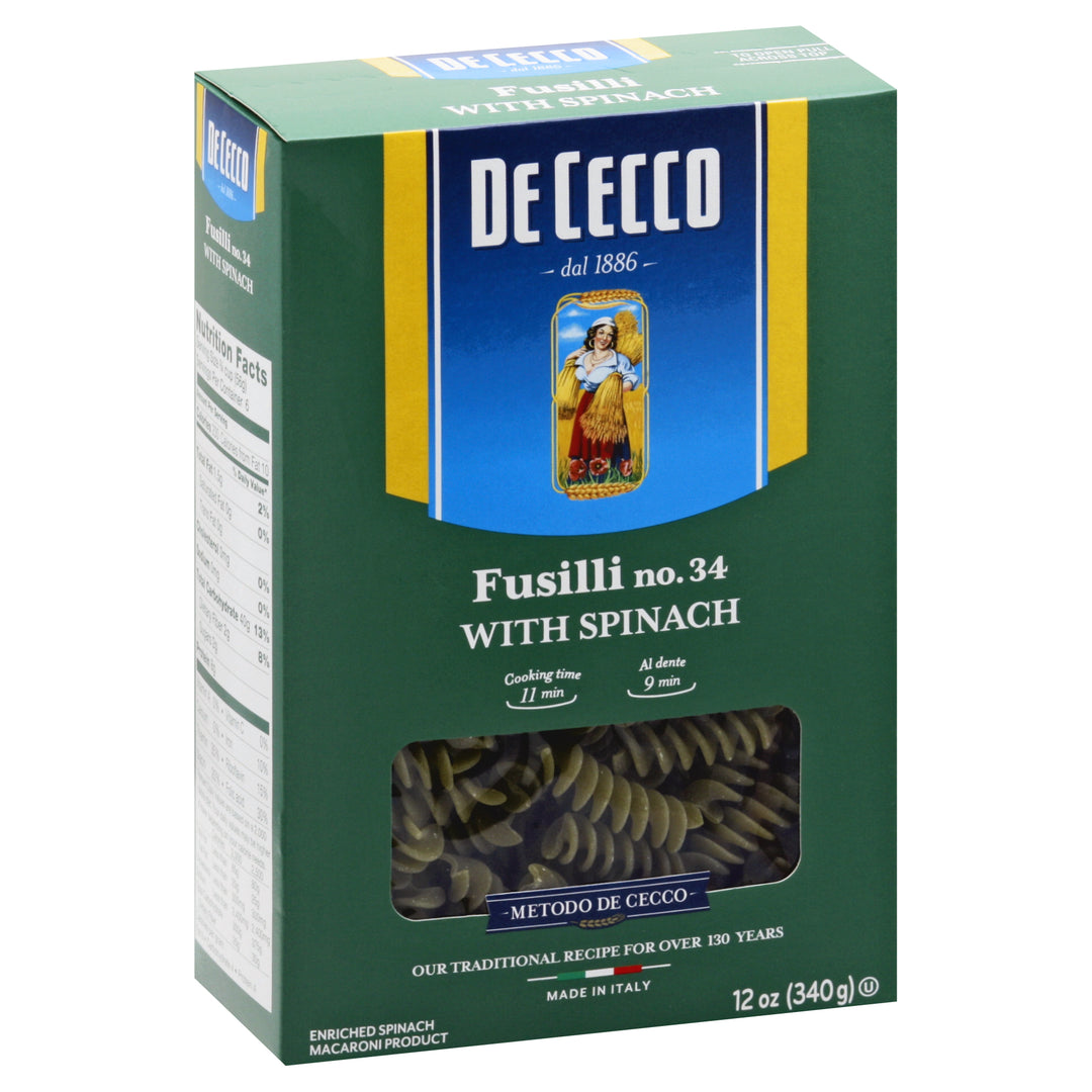 Dececco Spinach Fusilli 12/12 OZ [UNFI #80983]